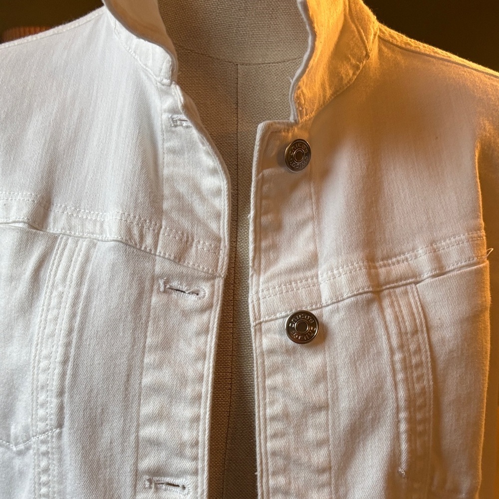 Chico's women's White Denim Jacket - Picture 4 of 14